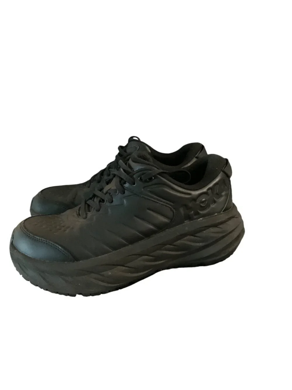 HOKA Bondi SR Leather Slip-Resistant Black Shoes Womens 7 7D WIDE work - Picture 9 of 12